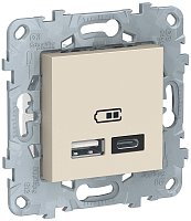 Розетка USB тип A+С без рамки Schneider Electric Unica New 2-м. 2400мА бежевый